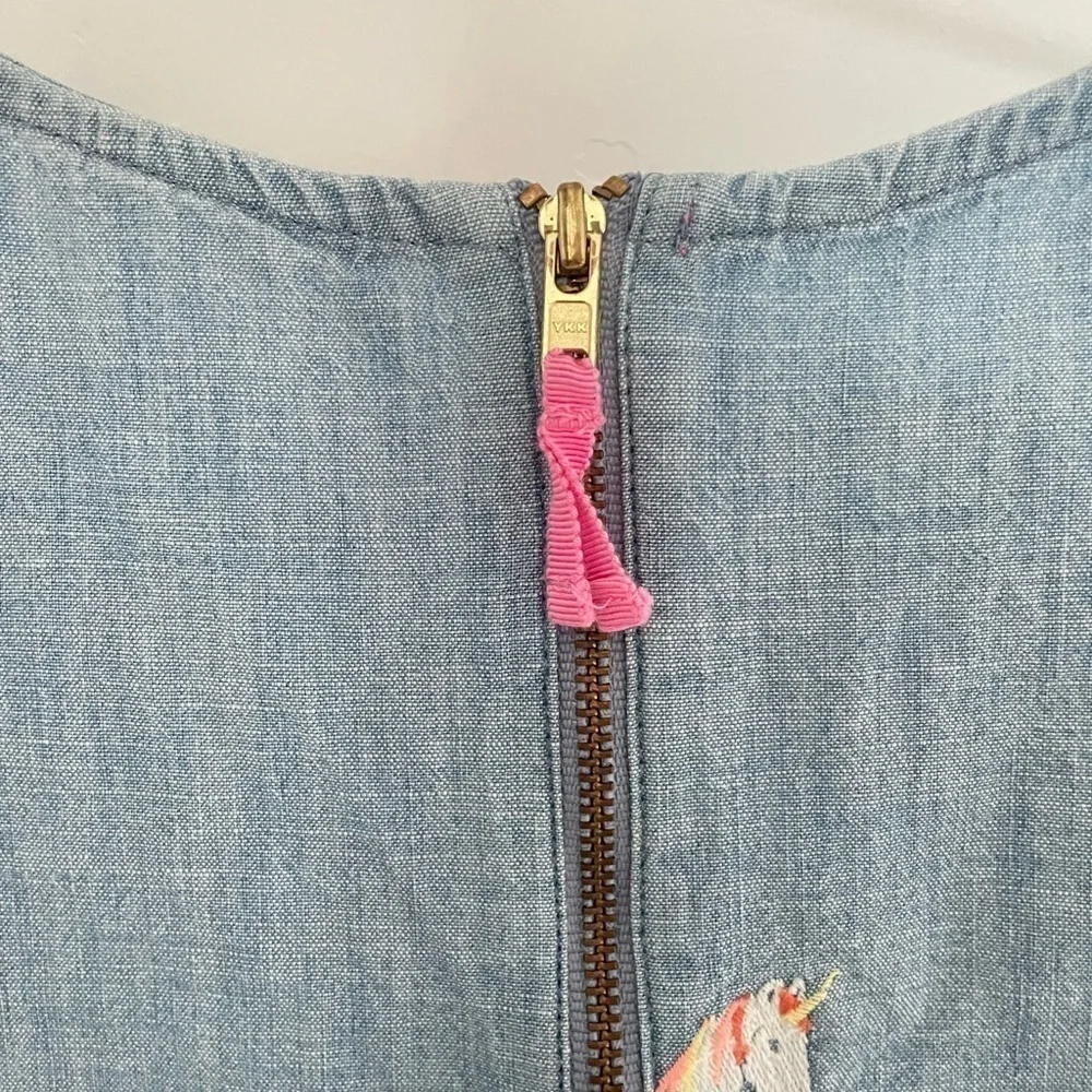 Crewcuts Unicorn Chambray Dress Ruffle Bottom NWOT size 10